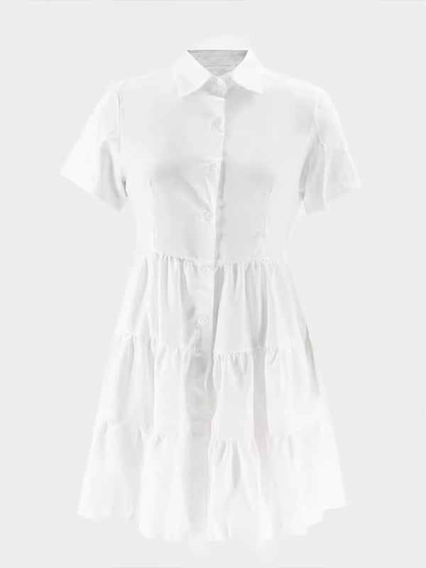 Short-Sleeve Ruffle Shirt Dress Ins Street