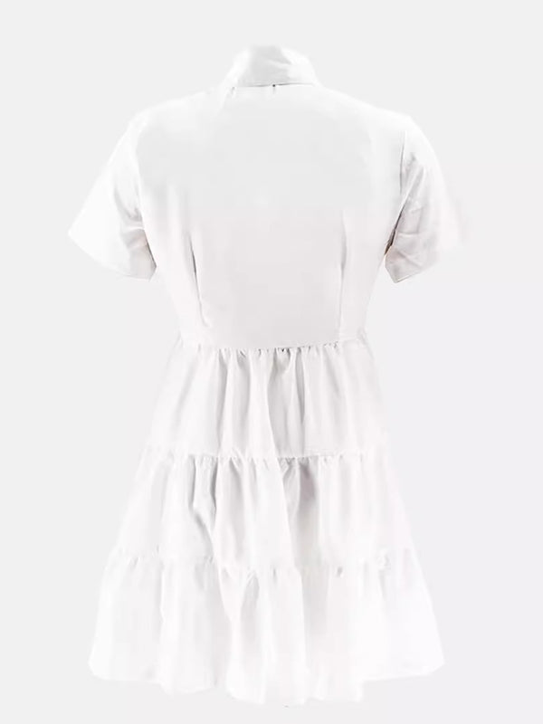 Short-Sleeve Ruffle Shirt Dress Ins Street