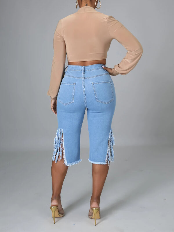 Ripped Capris Jeans--Clearance Ins Street