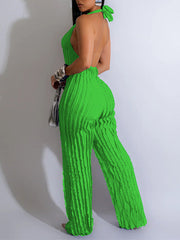 Solid Halter Frilled Jumpsuit Ins Street