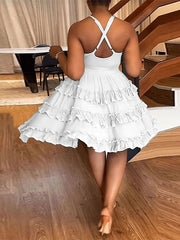 Solid Frilled Cami Dress Ins Street
