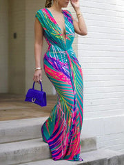 Printed Plunge Maxi Dress Ins Street