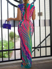 Printed Plunge Maxi Dress Ins Street