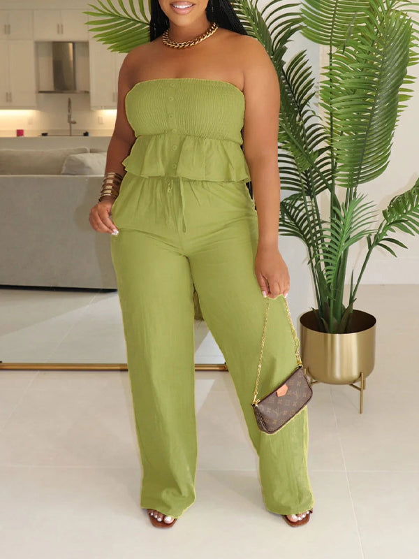 Solid Tube Top & Pants Set--Clearance Ins Street