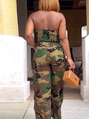 Camo Tube Top & Cargo Pants Set Ins Street