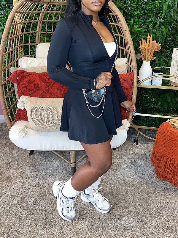 Zip Top & Mini Skirt Set Ins Street