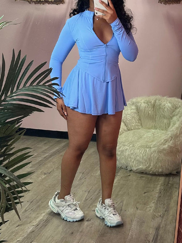 Zip Top & Mini Skirt Set Ins Street