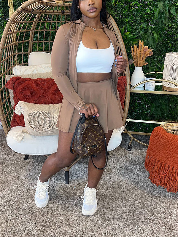 Zip Top & Mini Skirt Set Ins Street