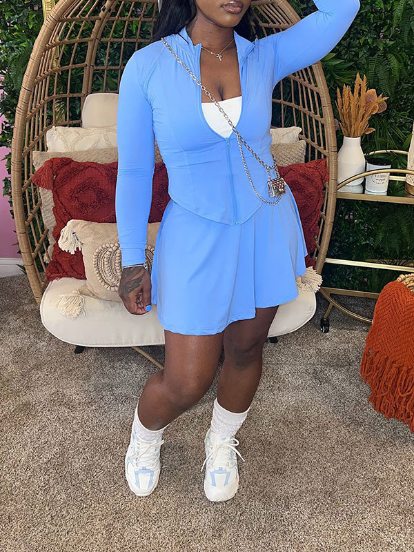 Zip Top & Mini Skirt Set Ins Street