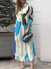 Printed Slit Shirt Dress Ins Street