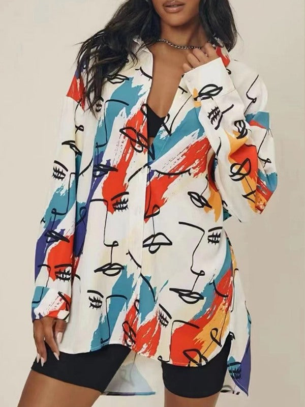 Printed Tunic Shirt Ins Street