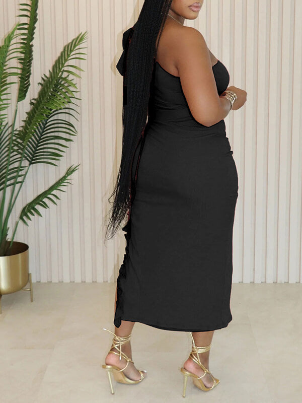 One-Shoulder Top & Slit Skirt Set Ins Street