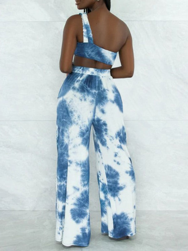 Printed Bandeau Top & Wide-Leg Pants Set Ins Street