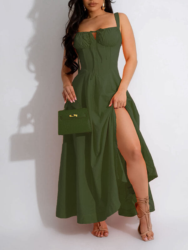 Solid Tied Cami Dress Ins Street