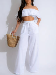 Ruffle Crop Top & Pants Set Ins Street