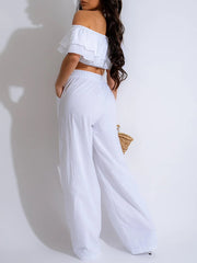 Ruffle Crop Top & Pants Set Ins Street