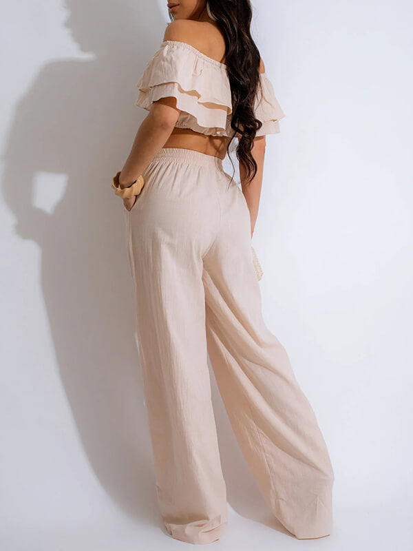 Ruffle Crop Top & Pants Set Ins Street