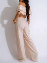 Ruffle Crop Top & Pants Set Ins Street