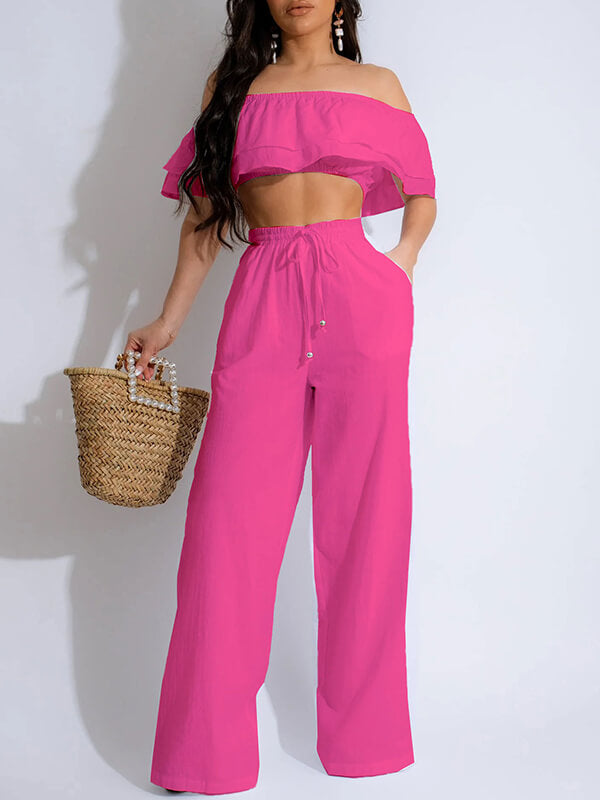 Ruffle Crop Top & Pants Set Ins Street