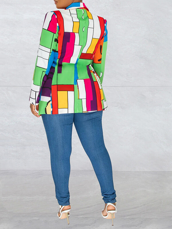 Printed One-Button Blazer Ins Street