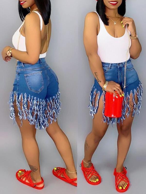 Fringe Denim Shorts--Clearance Ins Street