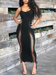 Lace-Up Cami Dress Ins Street