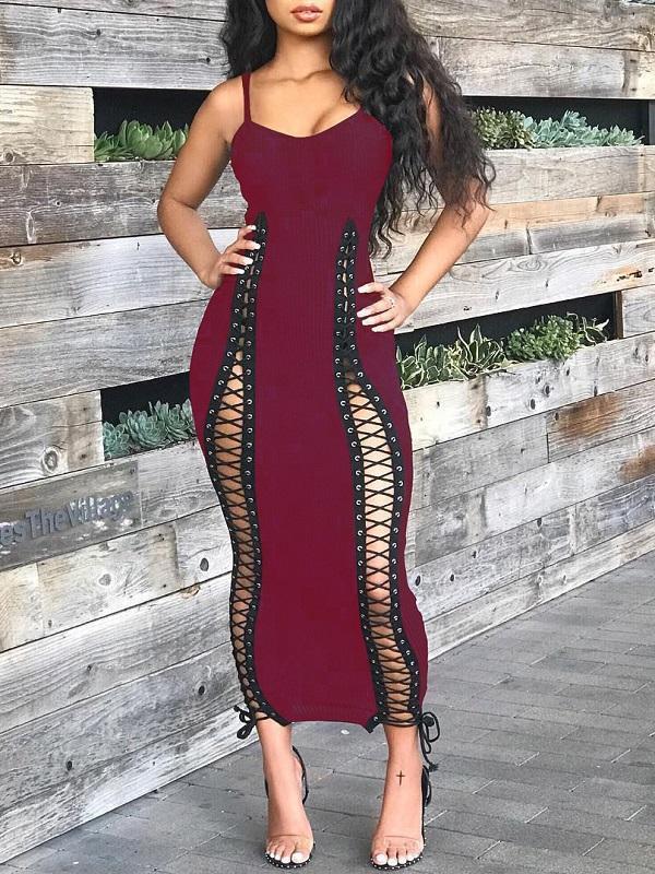 Lace-Up Cami Dress Ins Street