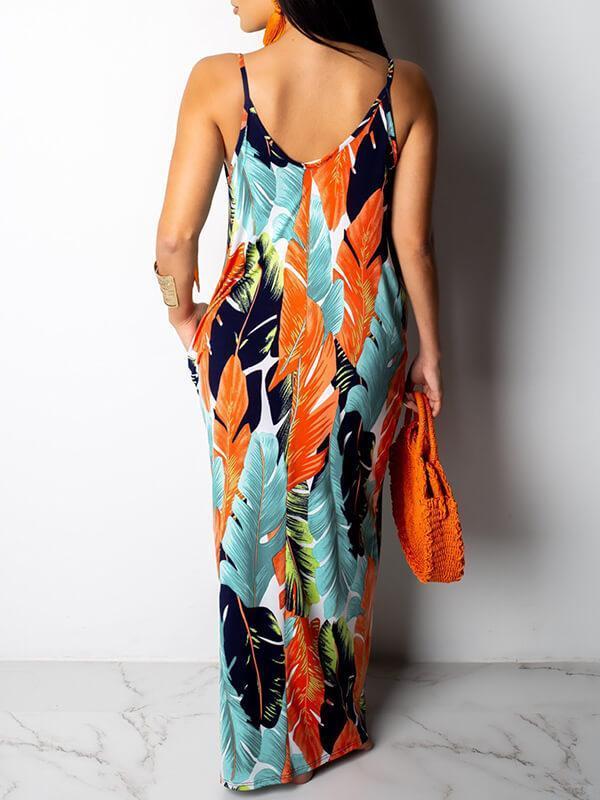 Leaf Print Cami Dress Ins Street