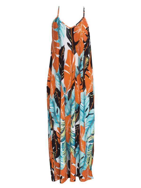 Leaf Print Cami Dress Ins Street