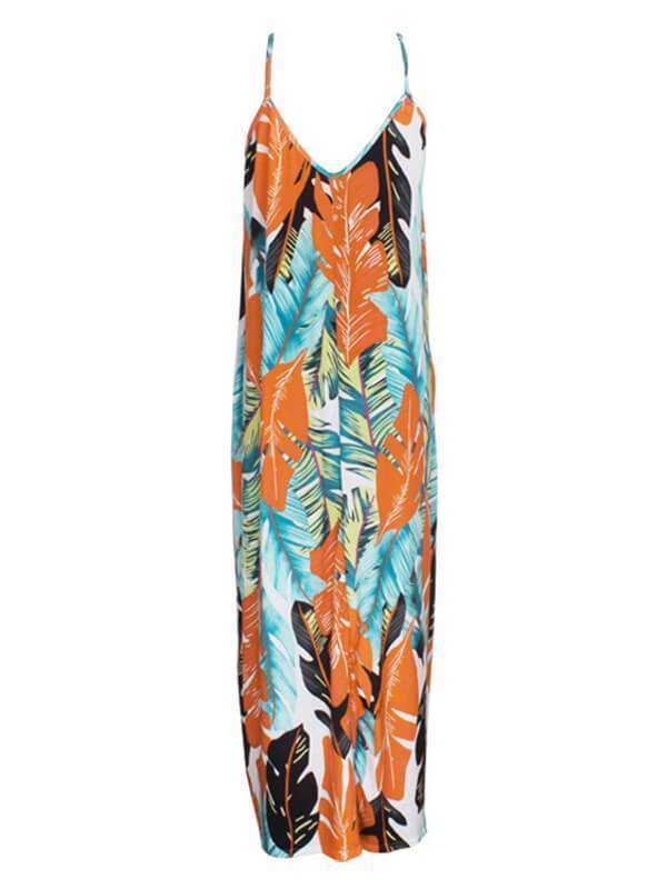Leaf Print Cami Dress Ins Street