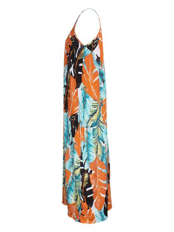 Leaf Print Cami Dress Ins Street