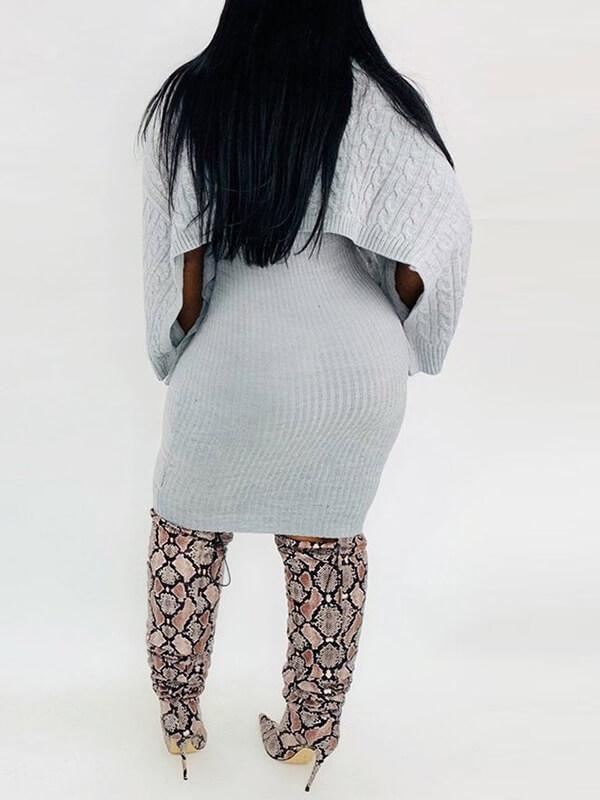 Knit Poncho & Sweater Dress Set--Clearance Ins Street