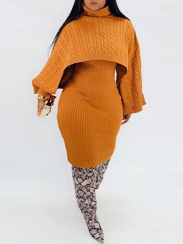 Knit Poncho & Sweater Dress Set--Clearance Ins Street