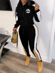 Logo Colorblock Hoodie & Pants Set--Clearance Ins Street