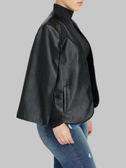 Faux Leather Cape Blazer Ins Street