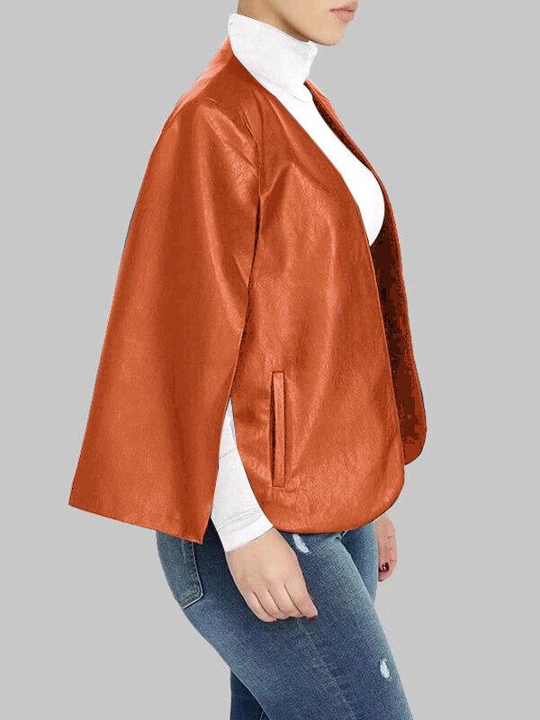 Faux Leather Cape Blazer Ins Street