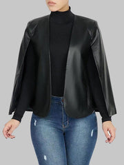 Faux Leather Cape Blazer Ins Street