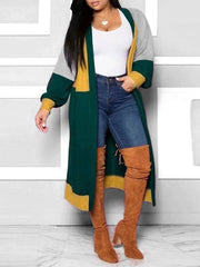 Colorblock Open-front Cardigan Ins Street