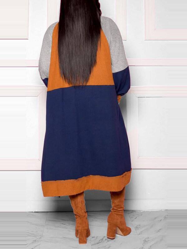 Colorblock Open-front Cardigan Ins Street