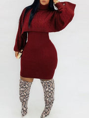 Knit Poncho & Sweater Dress Set--Clearance Ins Street