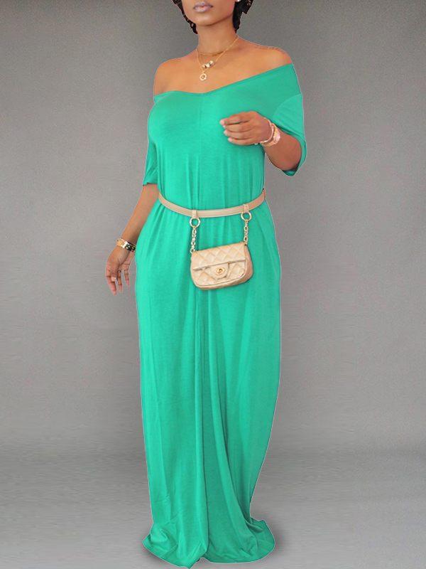 Solid V-Neck Maxi Dress--Clearance Ins Street