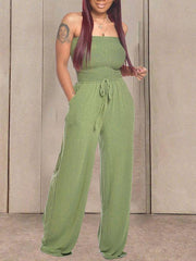 Bandeau Tied-Front Jumpsuit Ins Street