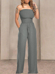 Bandeau Tied-Front Jumpsuit Ins Street