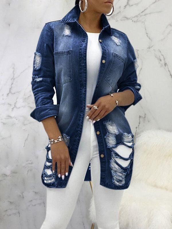 Distressed Denim Jacket Ins Street