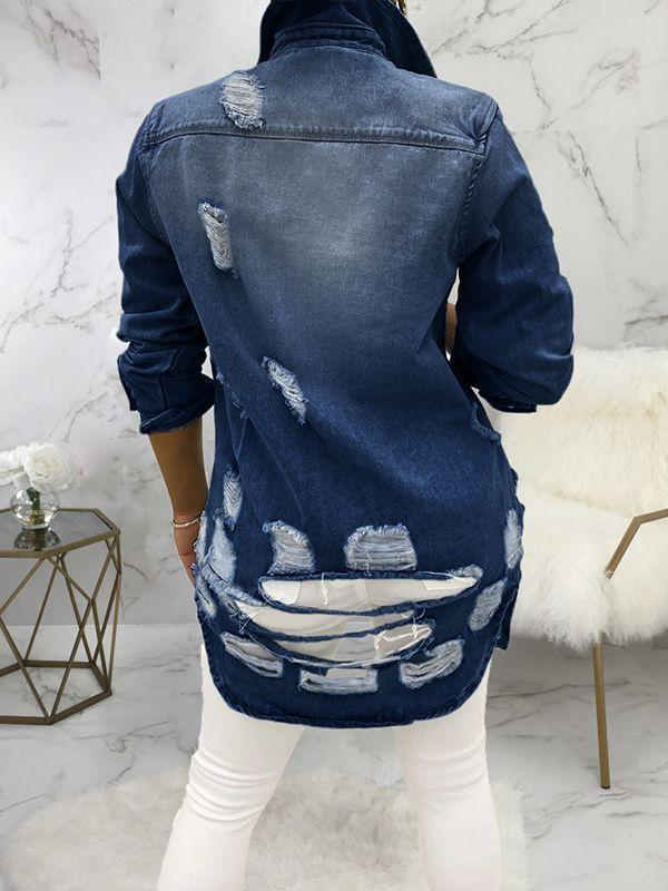 Distressed Denim Jacket Ins Street