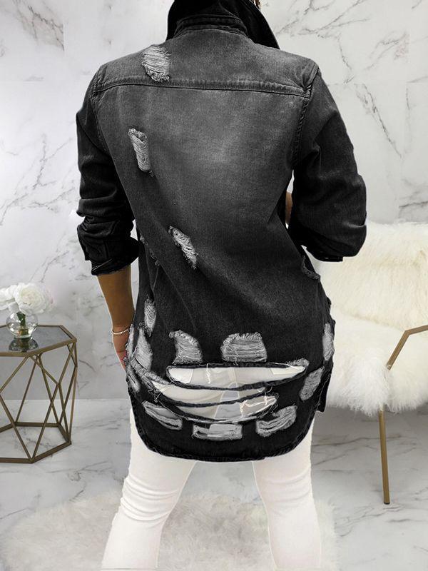 Distressed Denim Jacket Ins Street