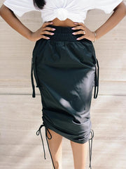 High-Waist Drawstring Skirt Ins Street