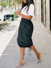 High-Waist Drawstring Skirt Ins Street