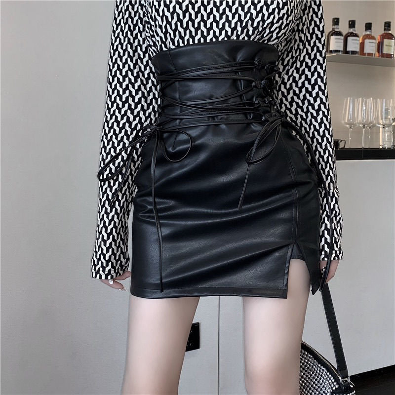 Gothic Pencil Mini Leather Skirt InsStreet