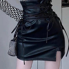 Gothic Pencil Mini Leather Skirt InsStreet